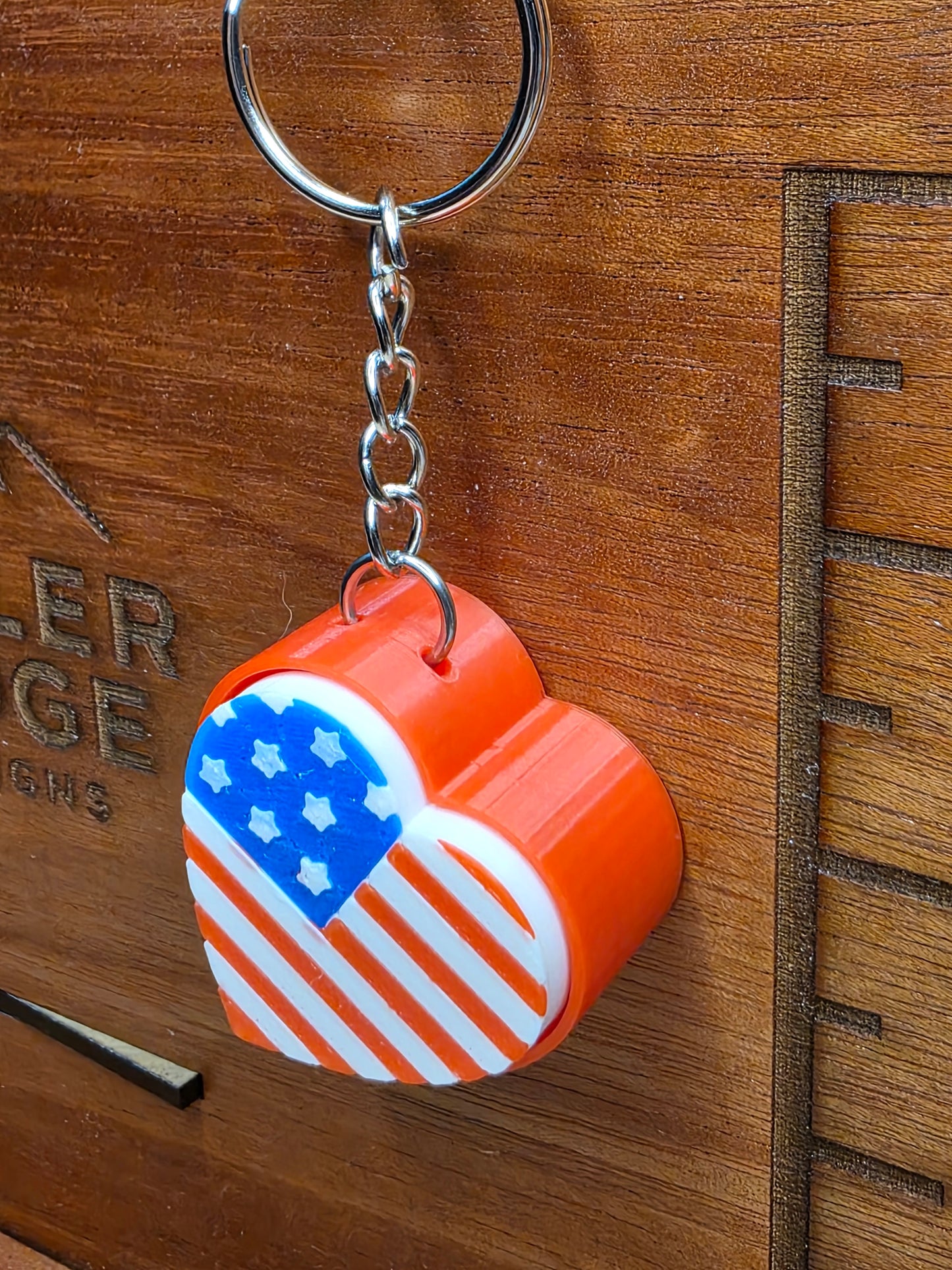 Heart American Flag clicker keychain