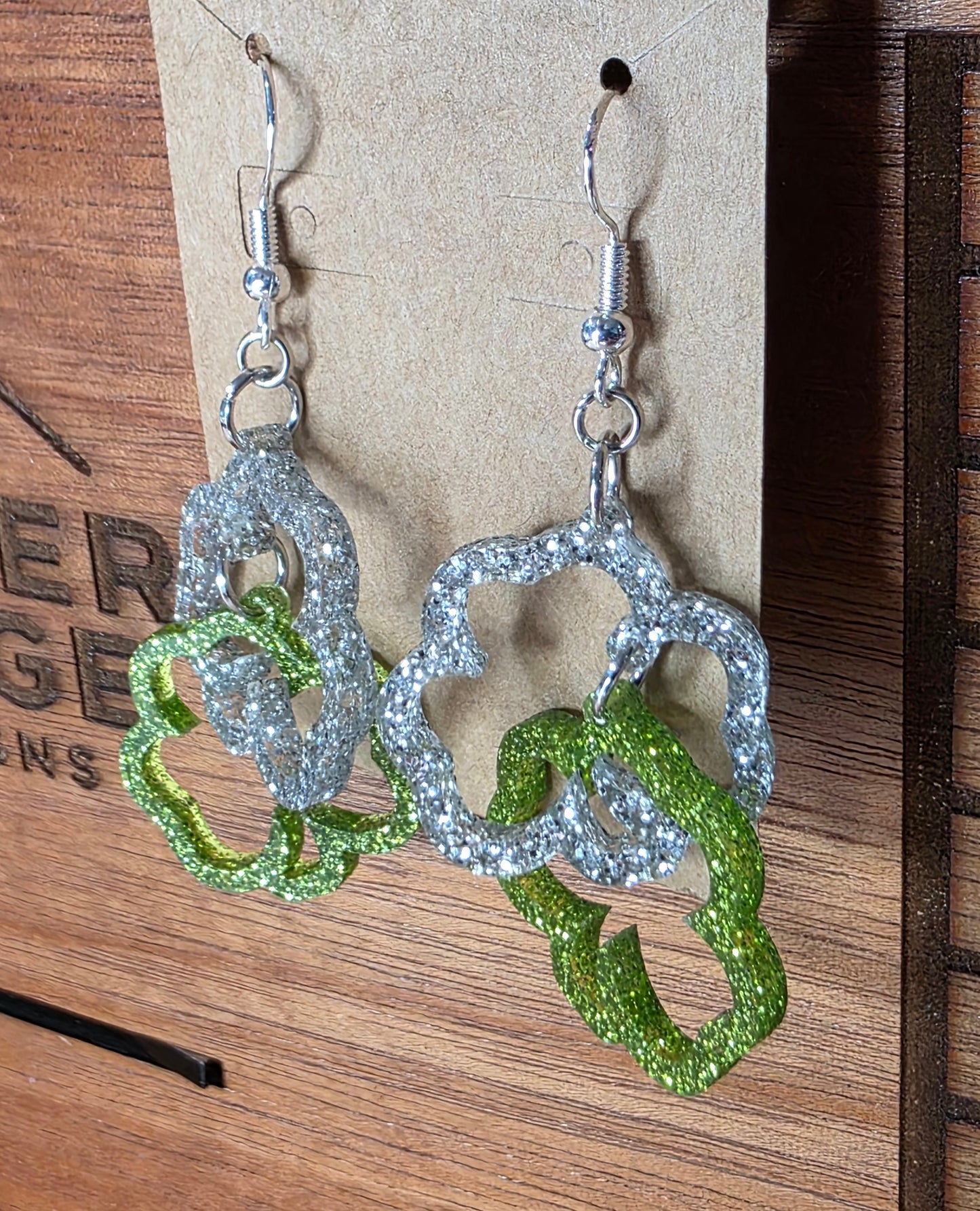 Linked Green & Silver Shamrocks (2 variations)