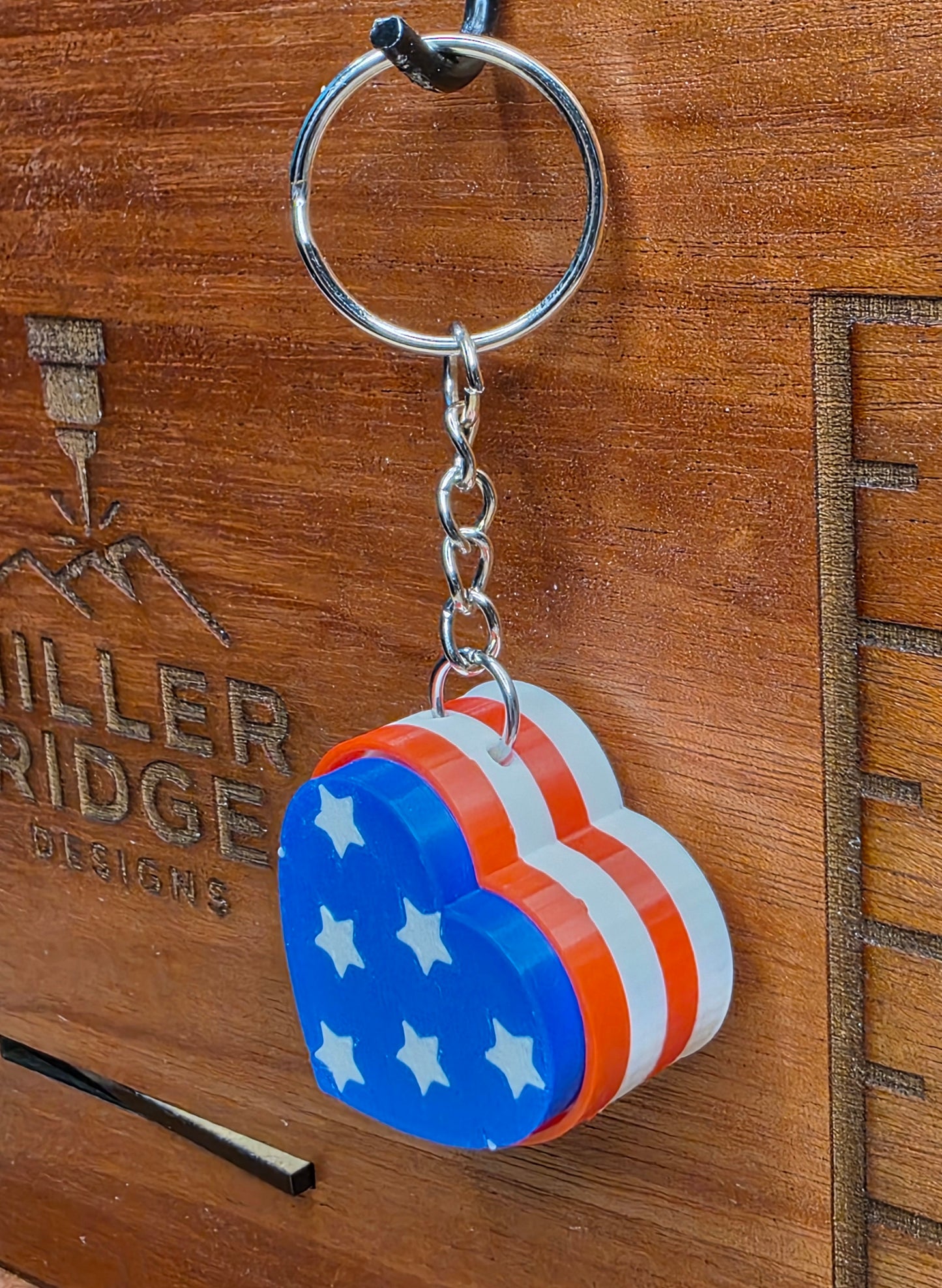 Stars and stripes heart clicker keychain