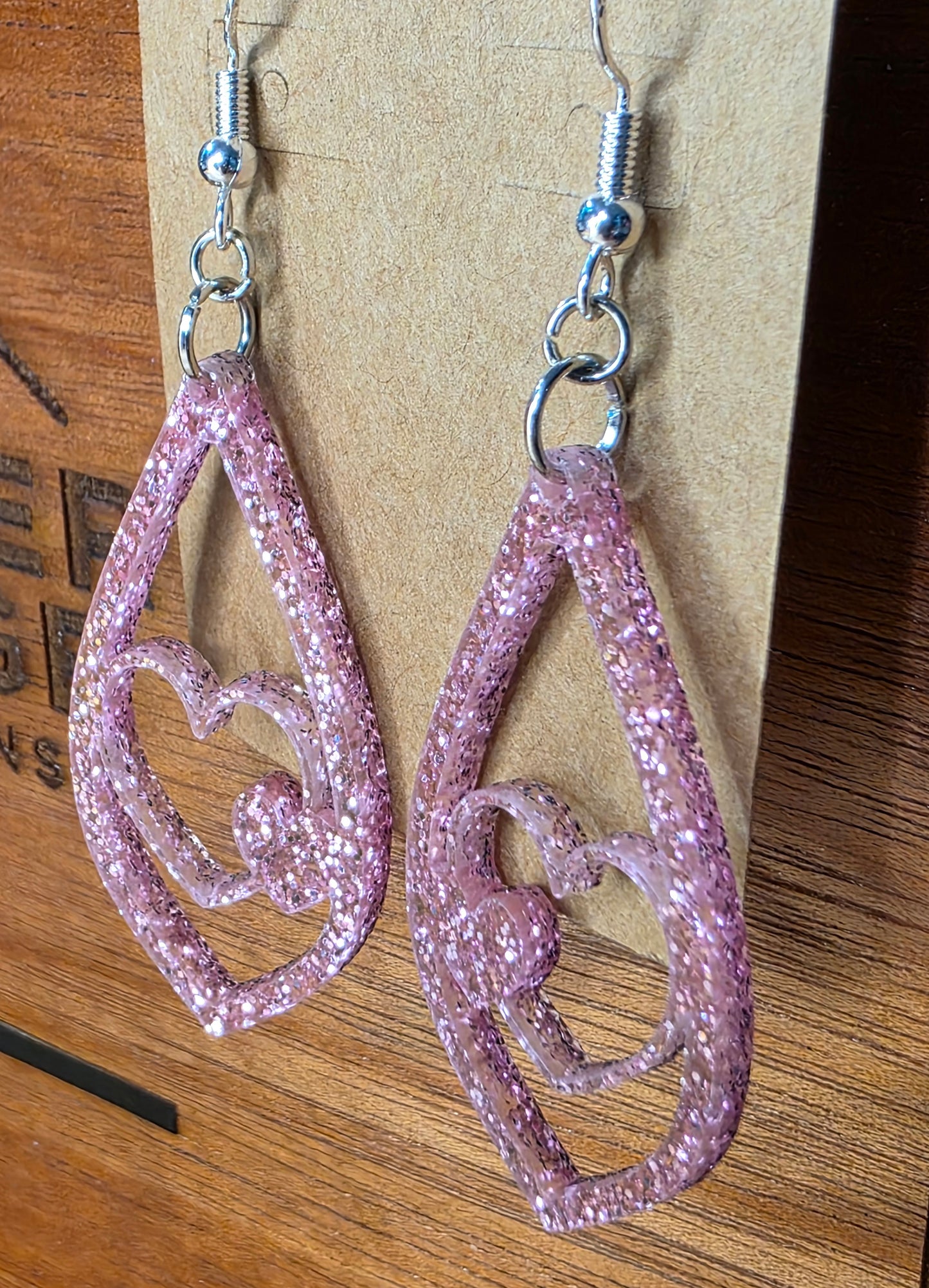 Double heart-pink glitter