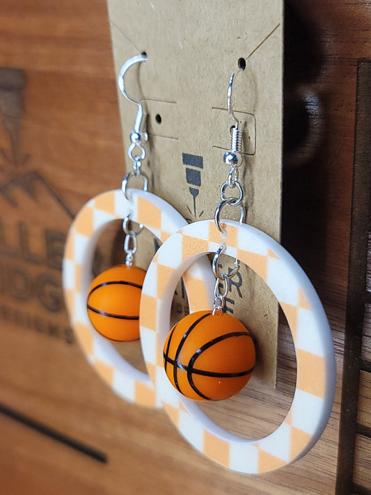 Basketball, orange and white checkerboard