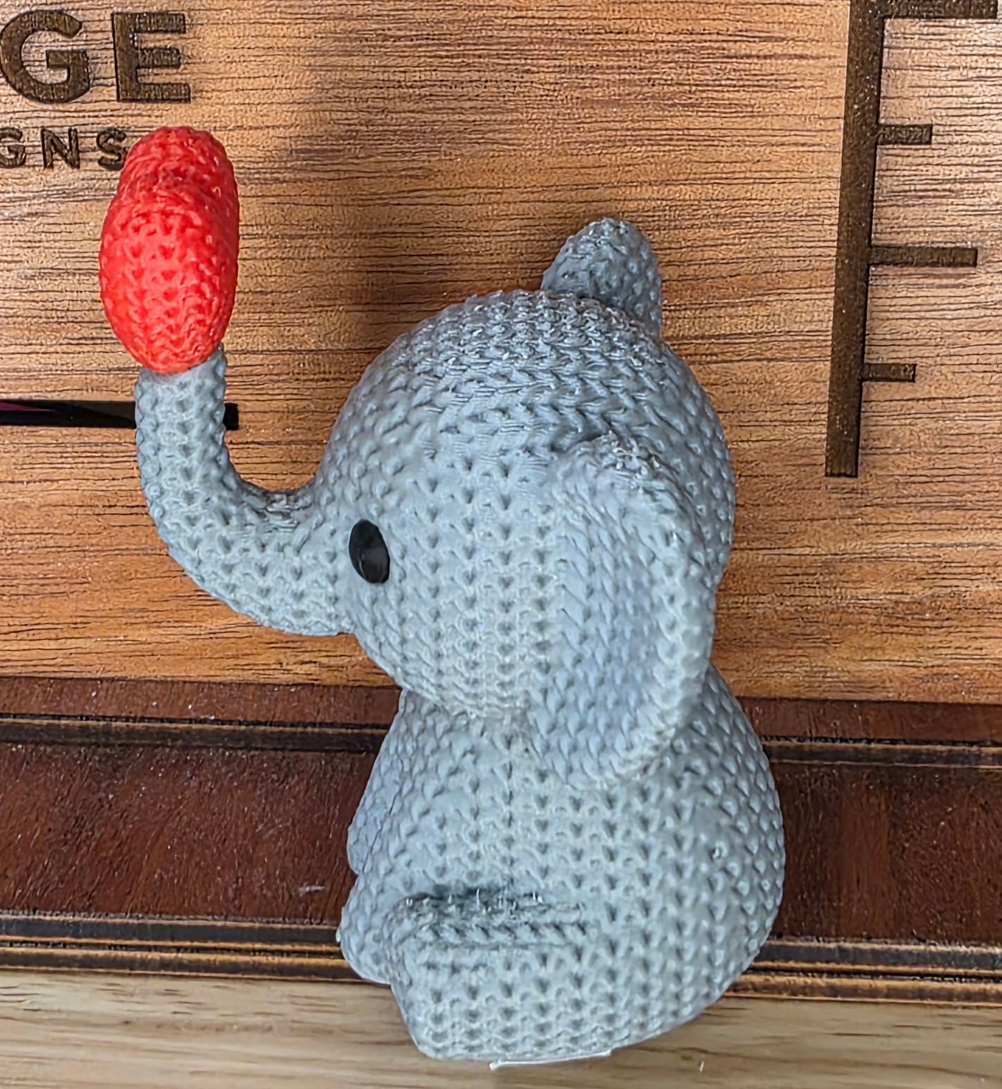 Knitted Elephant desk buddy