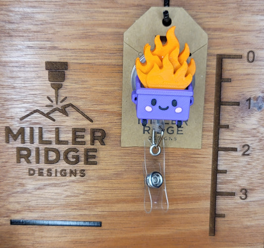 Dumpster fire badge reel (purple)