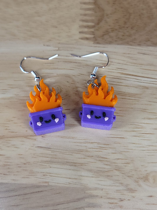 Dumpster fire earrings (purple)