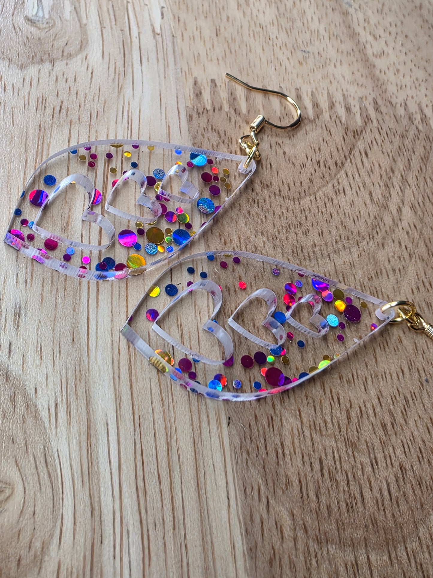 triple hearts-clear with glitter