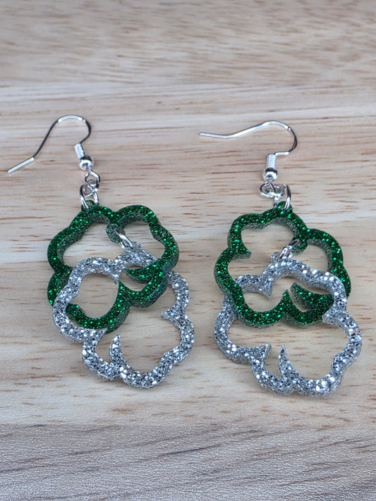 Linked Green & Silver Shamrocks (2 variations)