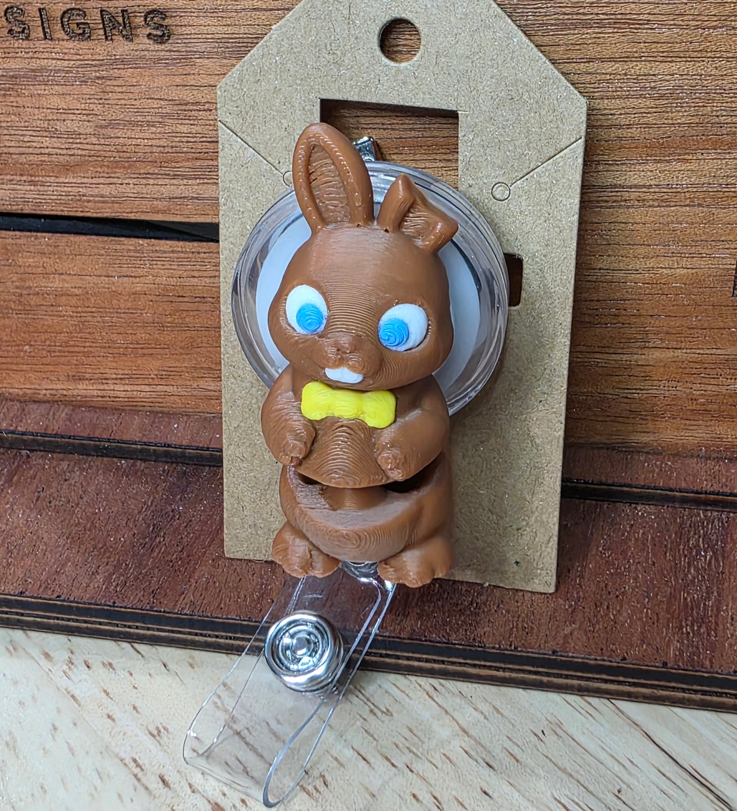 Chocolate bunny badge reel