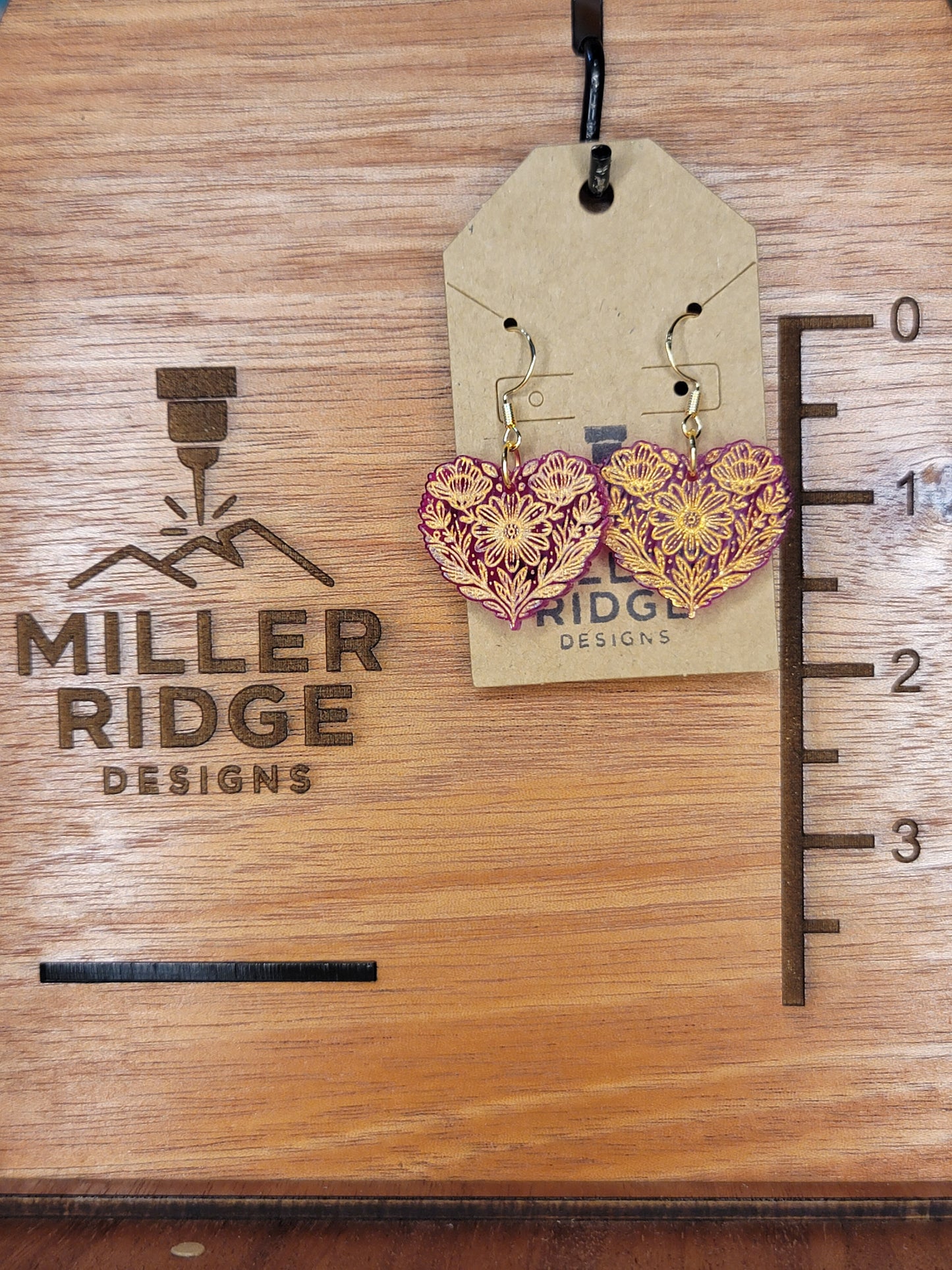 Floral engraved hearts