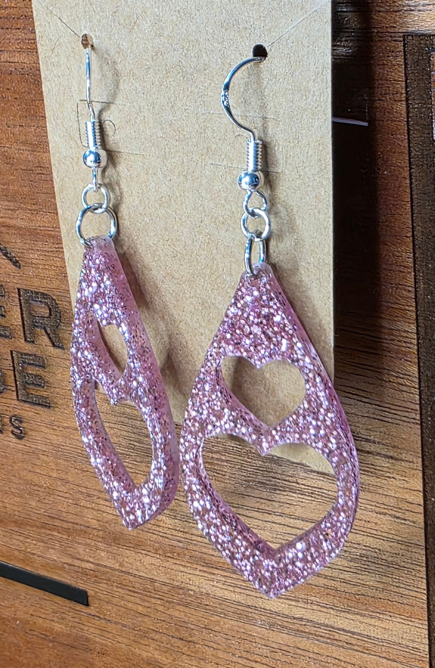 Double heart-pink glitter