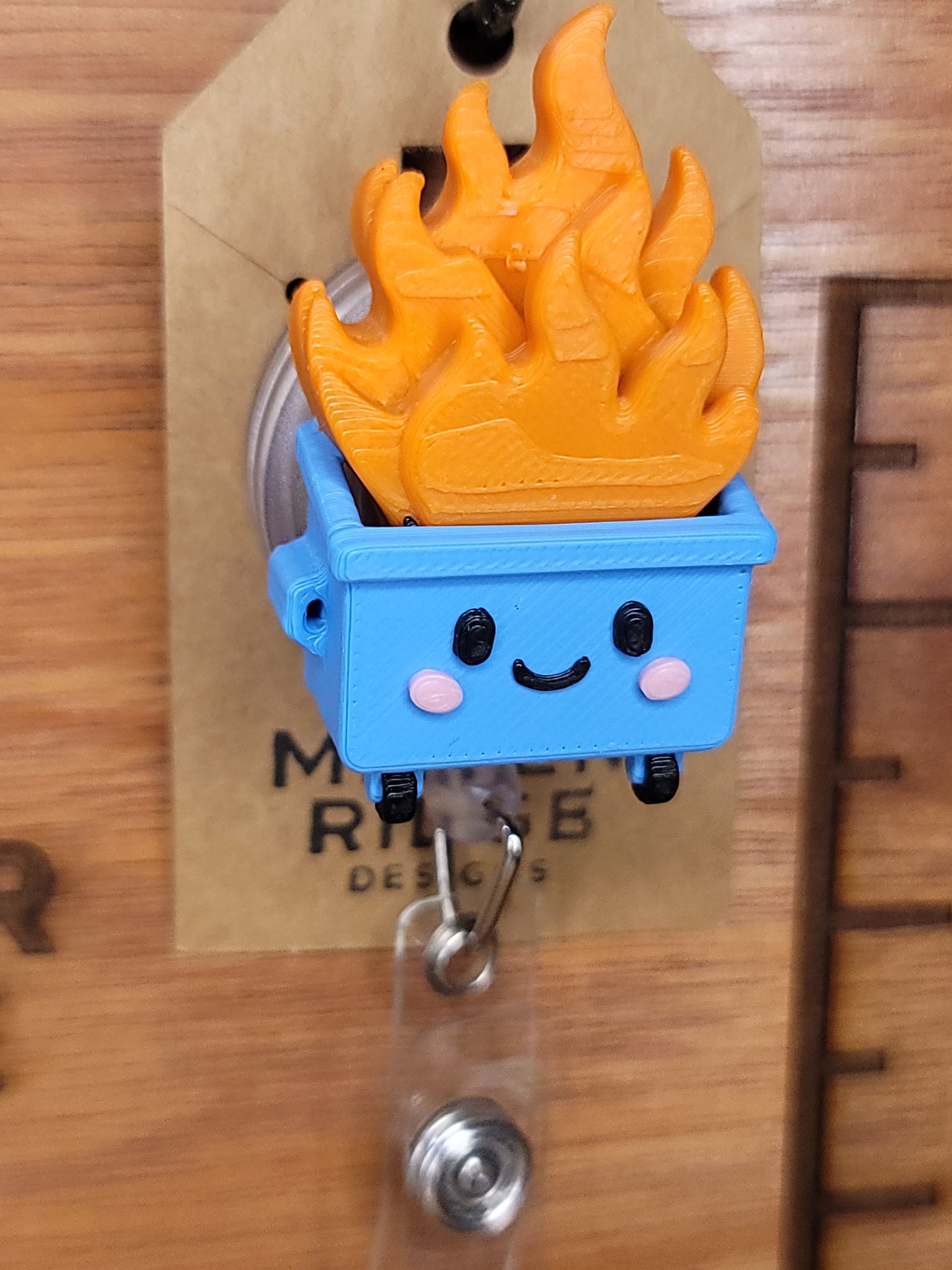 Dumpster fire badge reel (blue)