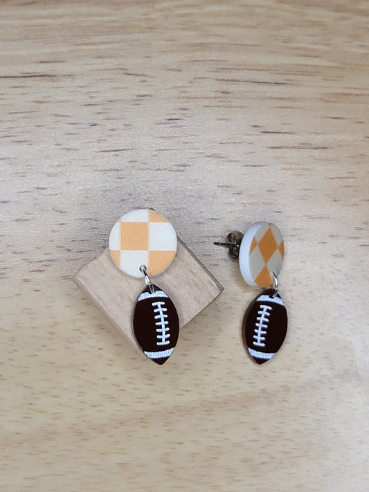 Checked board with football