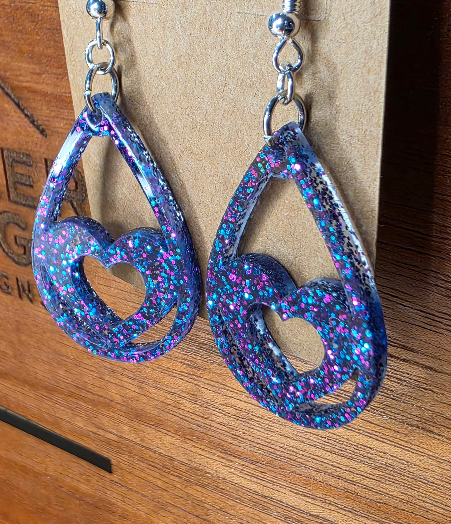 heart- galaxy blue and purple glitter