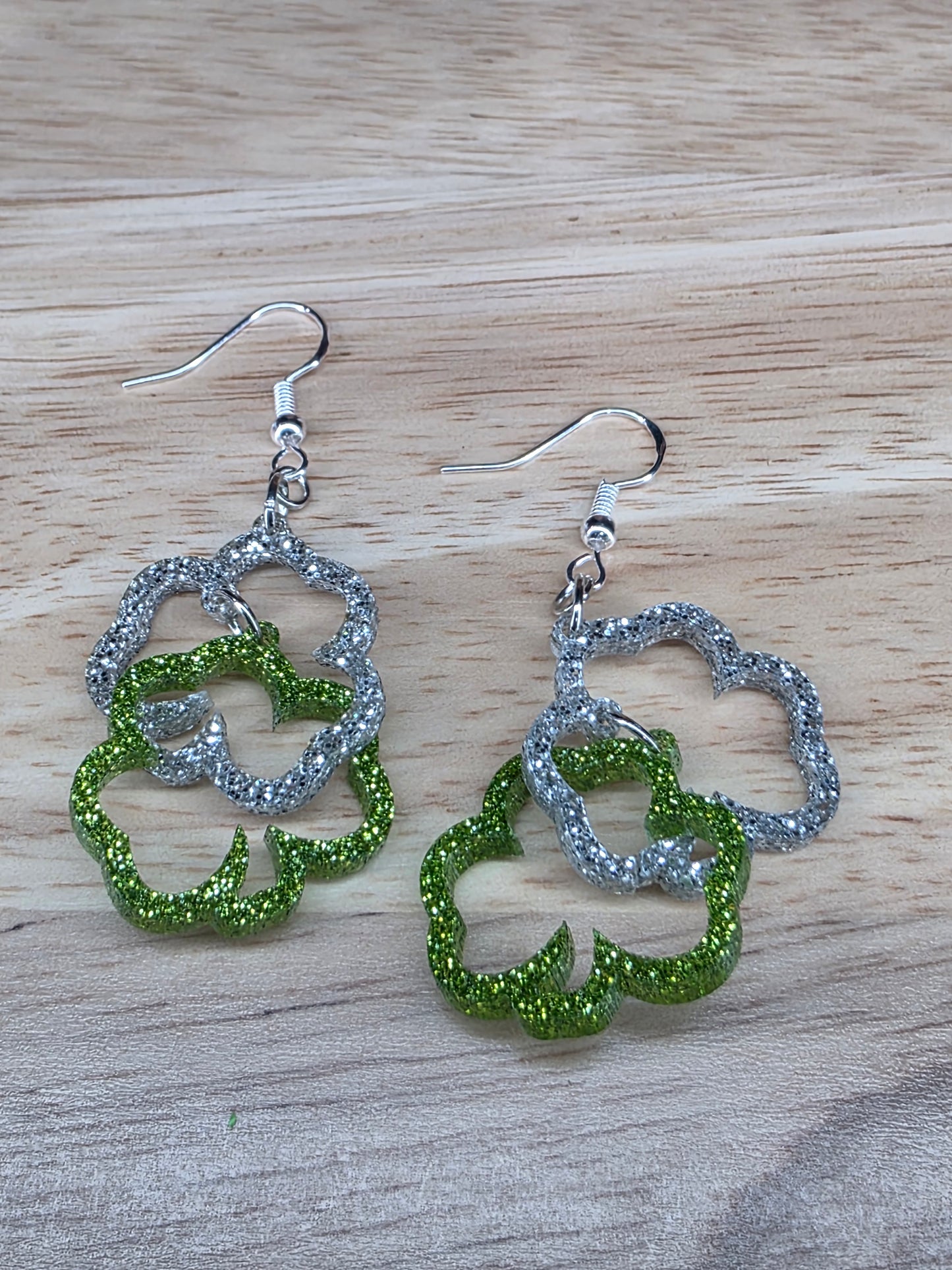 Linked Green & Silver Shamrocks (2 variations)
