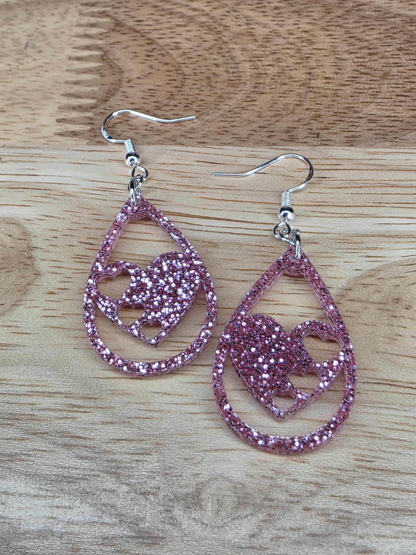 hearts-pink glitter