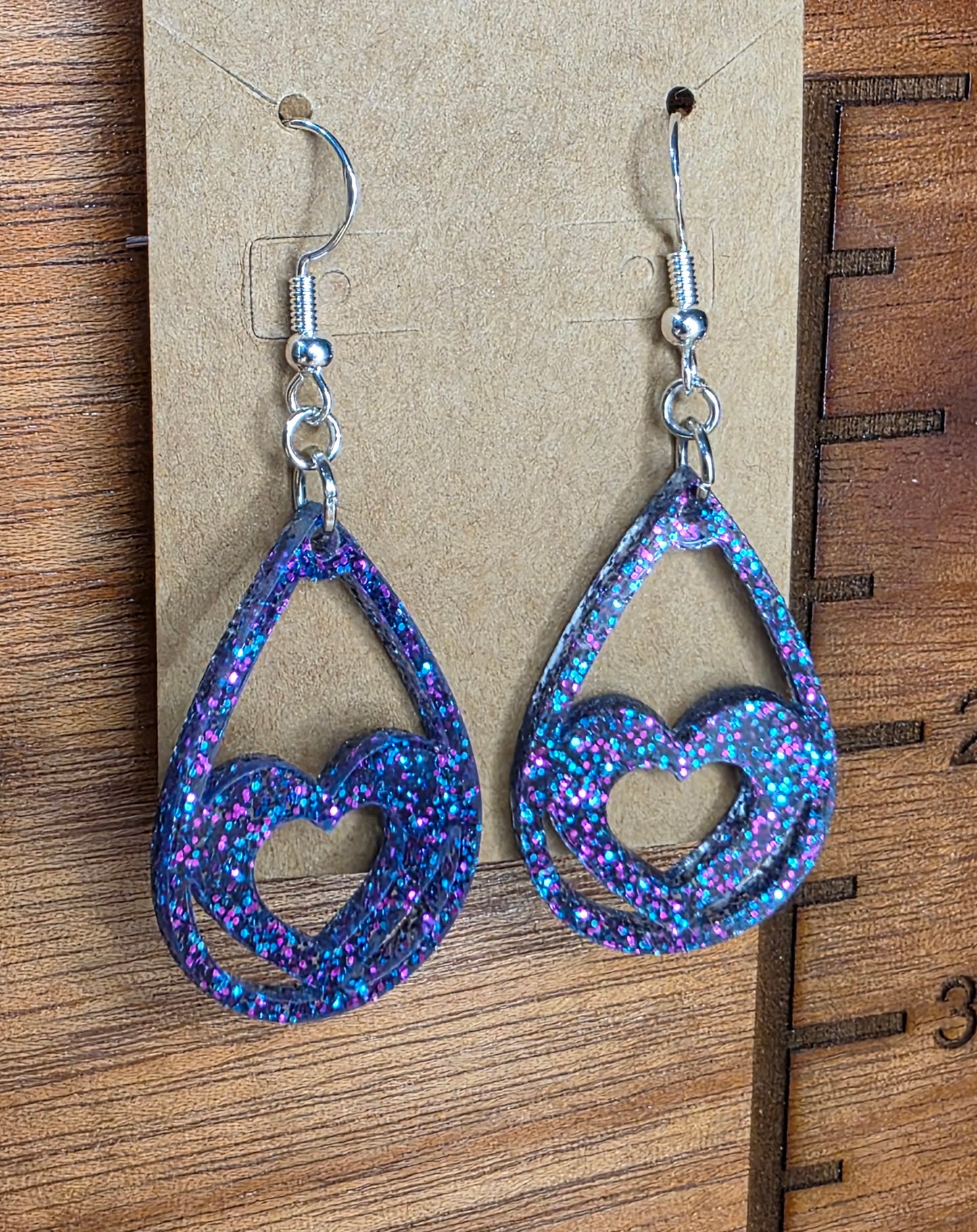 heart- galaxy blue and purple glitter