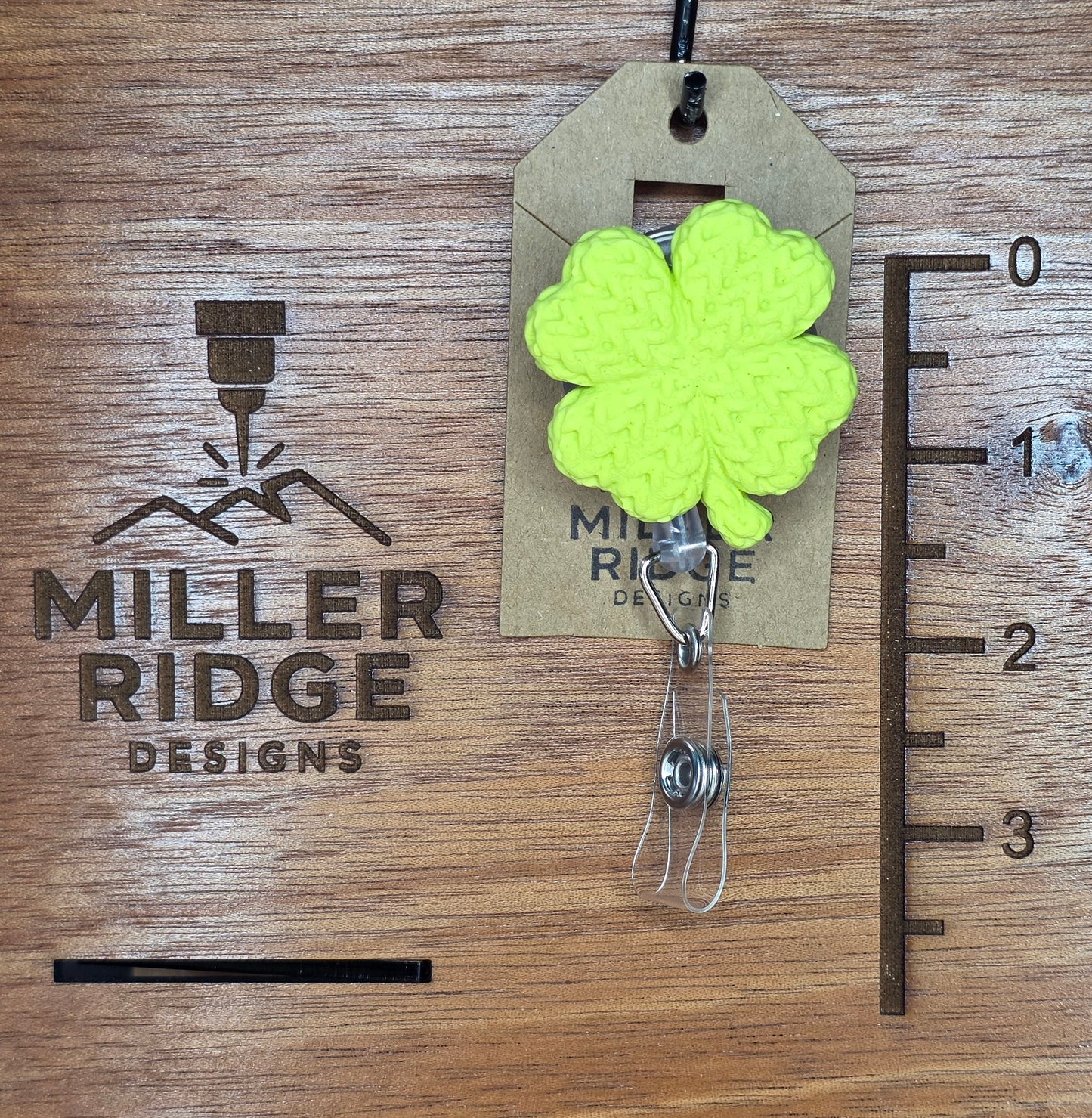 Four leaf clover badge reel (light green or dark green)
