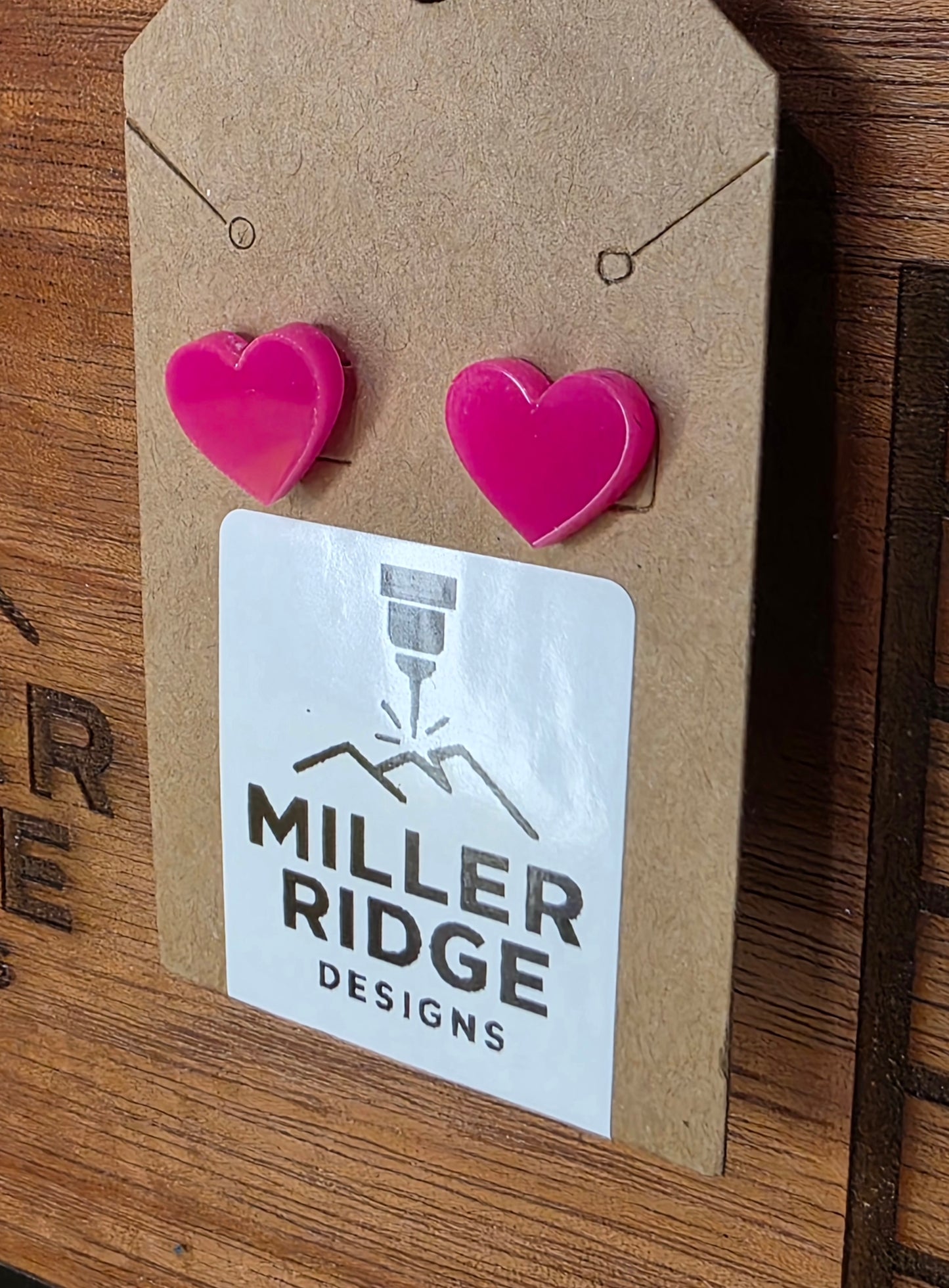 Pink heart studs