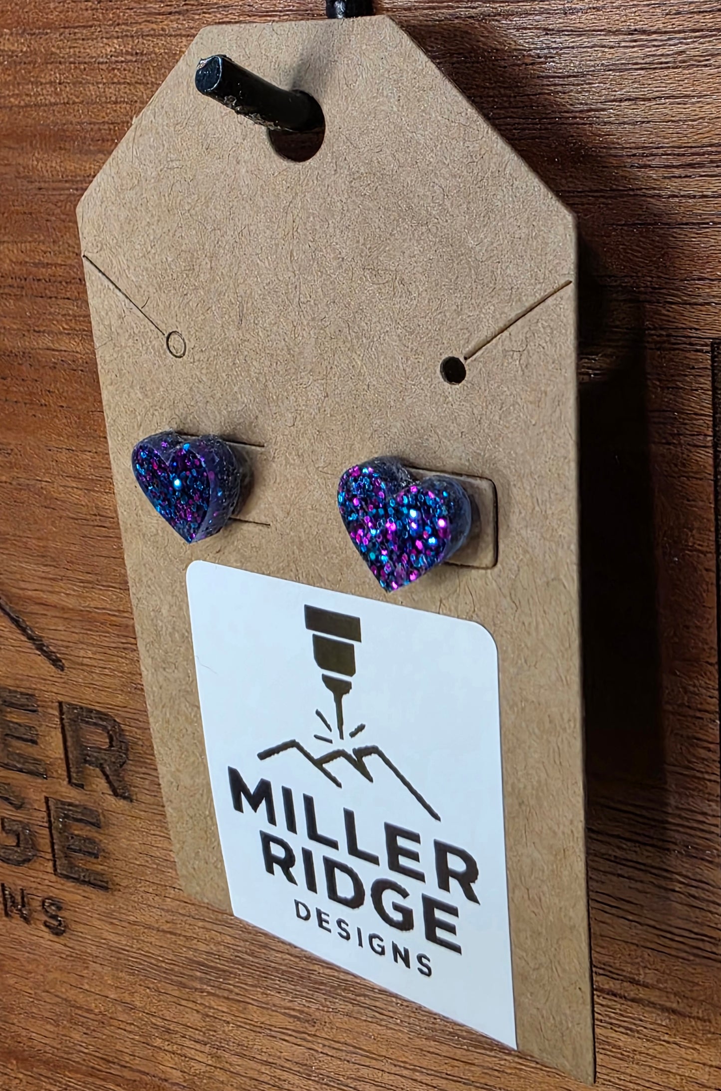 Galaxy glitter hearts studs