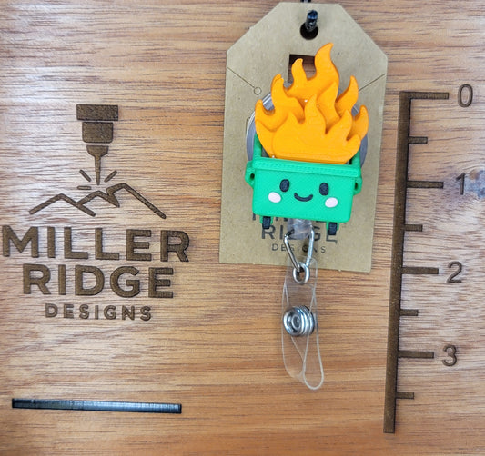 Dumpster fire badge reel (green)