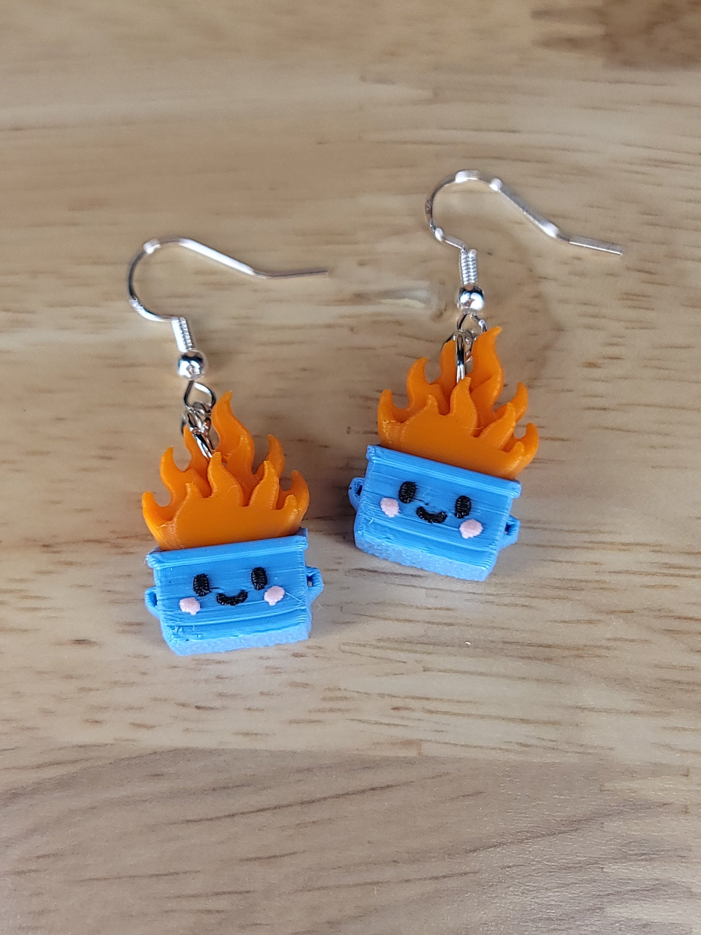 Dumpster fire earrings (blue)