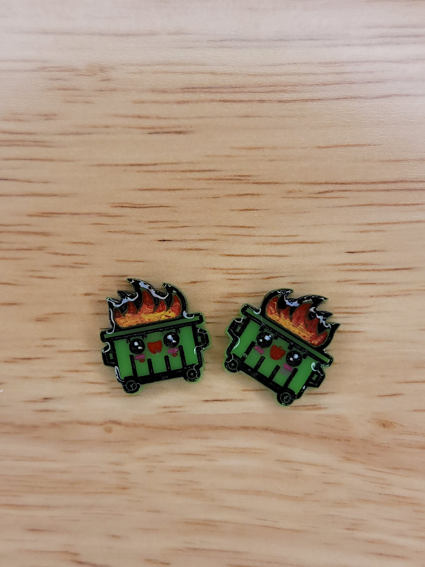 Dumpster fire earrings