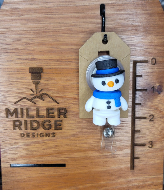 Snowman badge reel (navy blue scarf)