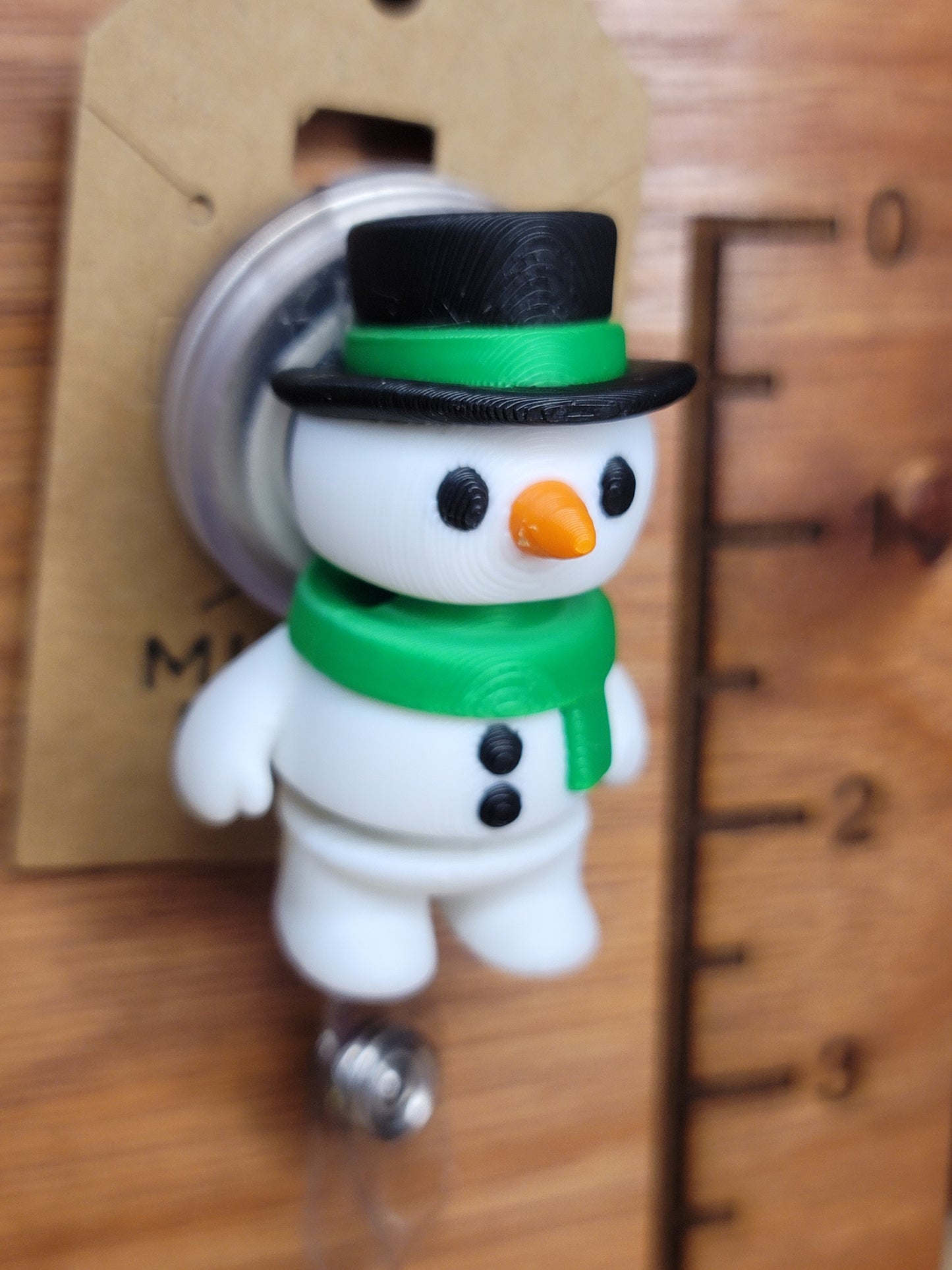 Snowman badge reel (green scarf)