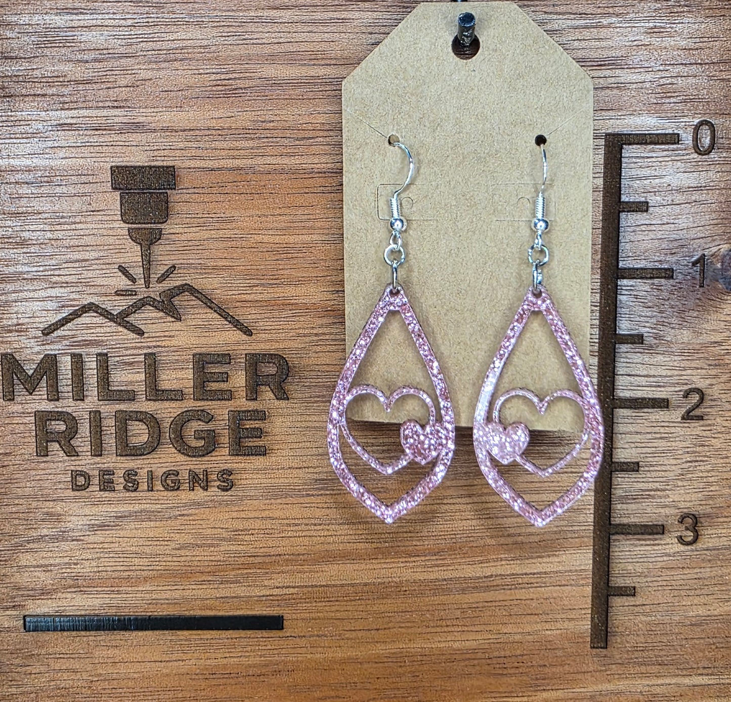 Double heart-pink glitter