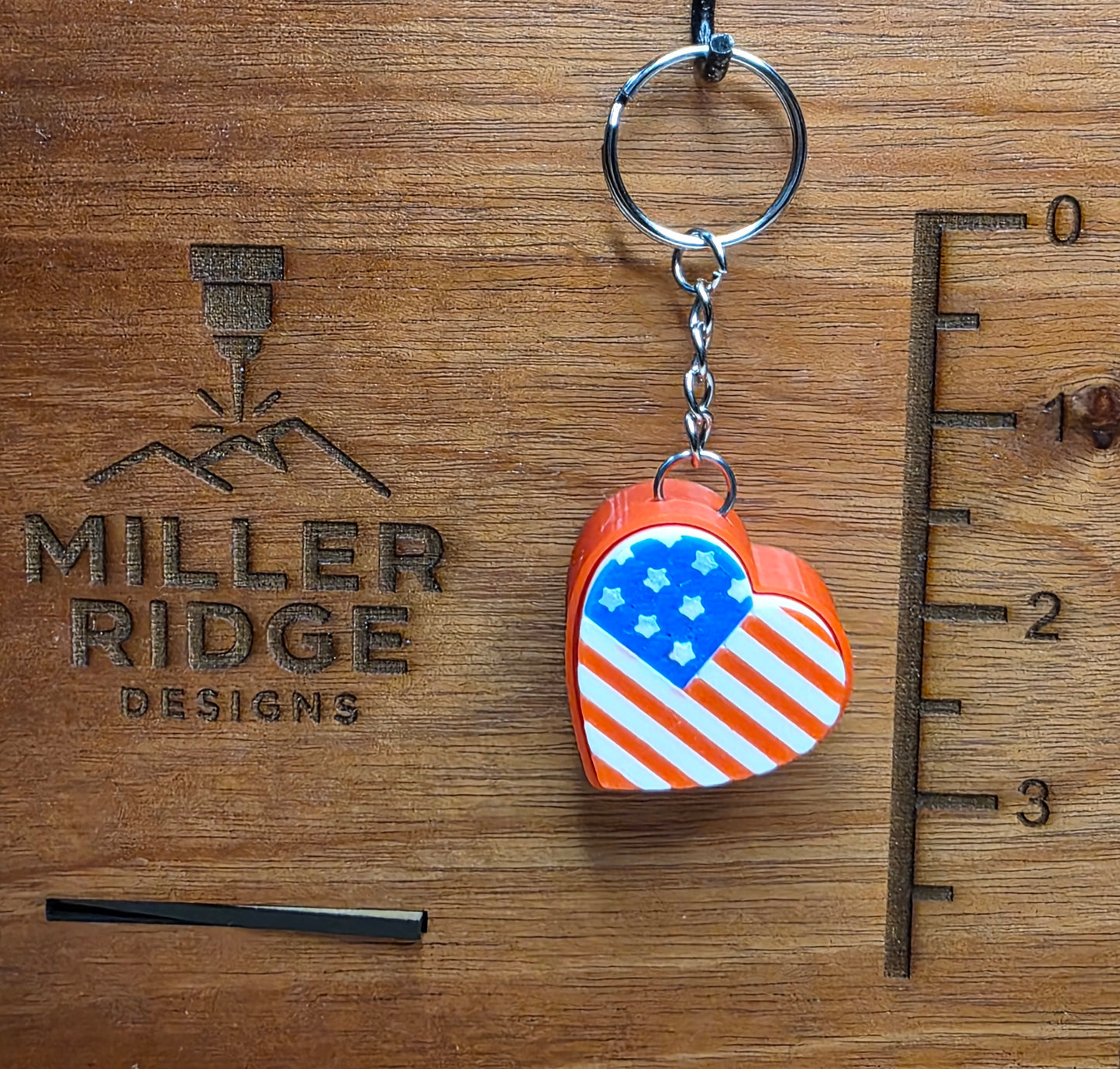 Heart American Flag clicker keychain