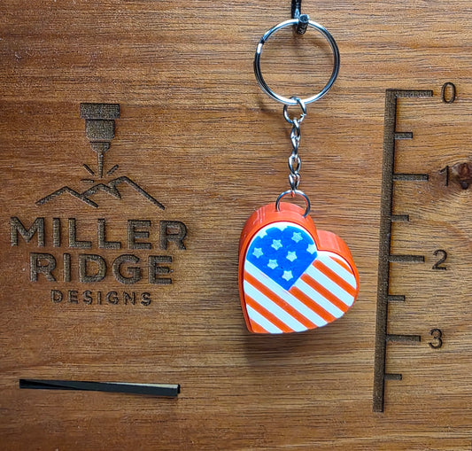 Heart American Flag clicker keychain