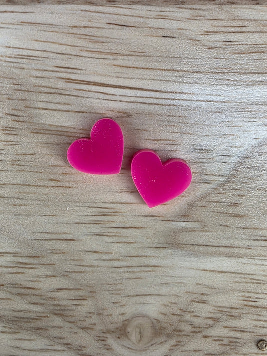 Pink heart studs