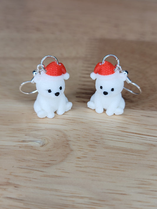 Knitted Polar Bear with Santa hat