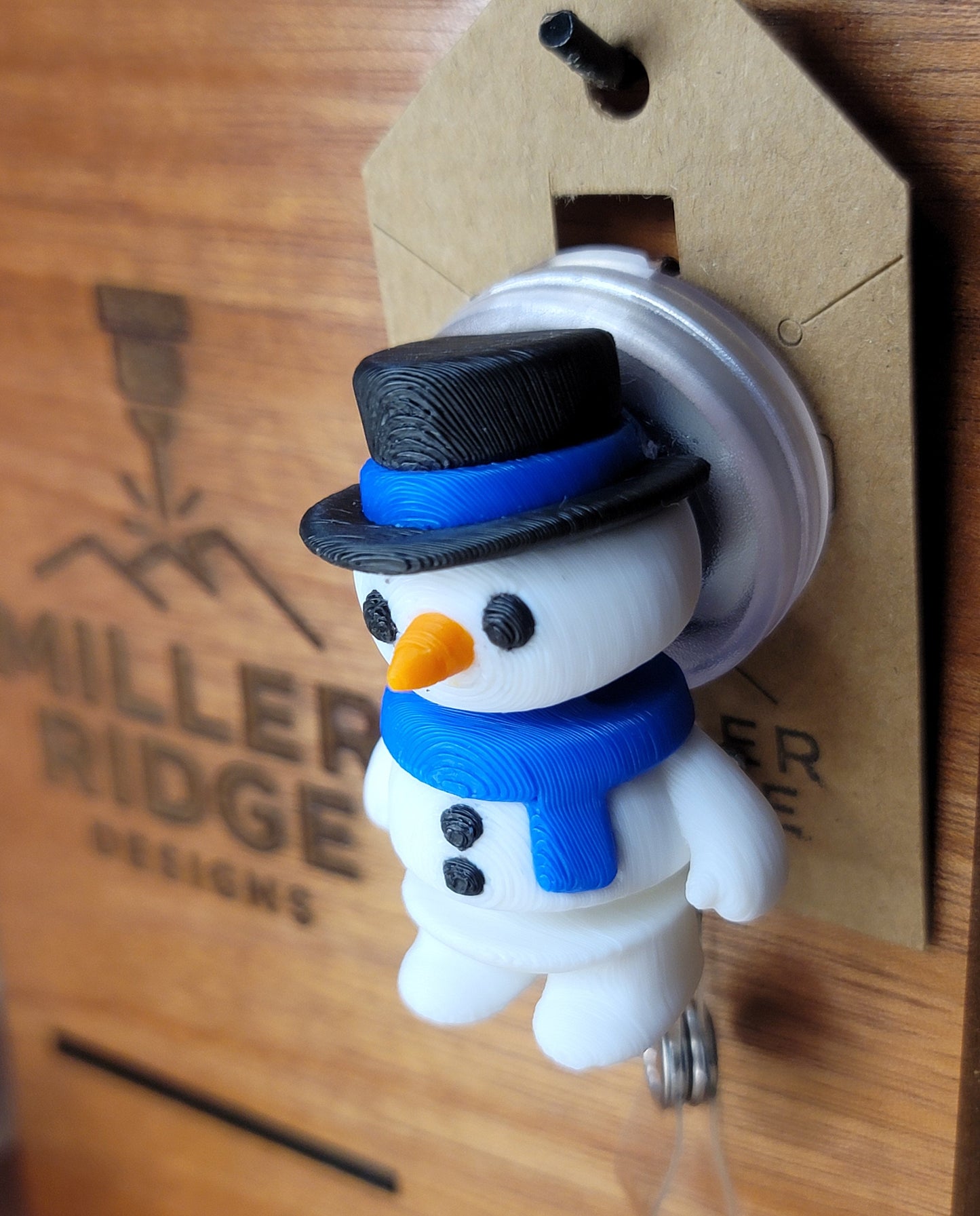Snowman badge reel (navy blue scarf)