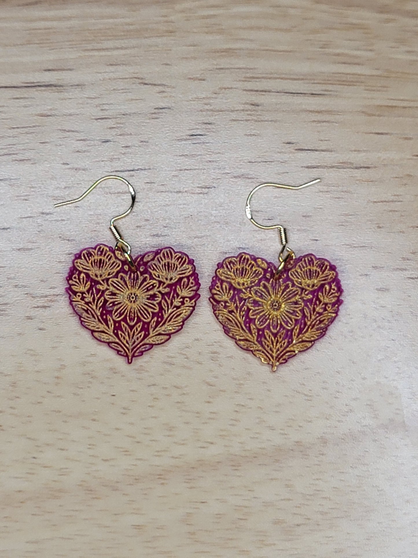 Floral engraved hearts