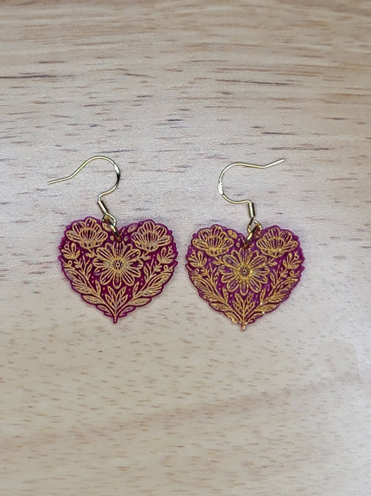 Floral engraved hearts