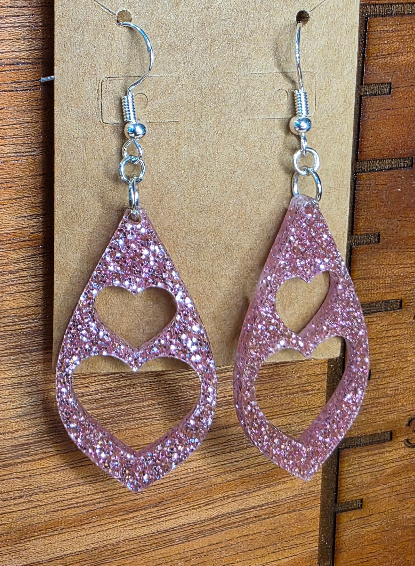 Double heart-pink glitter