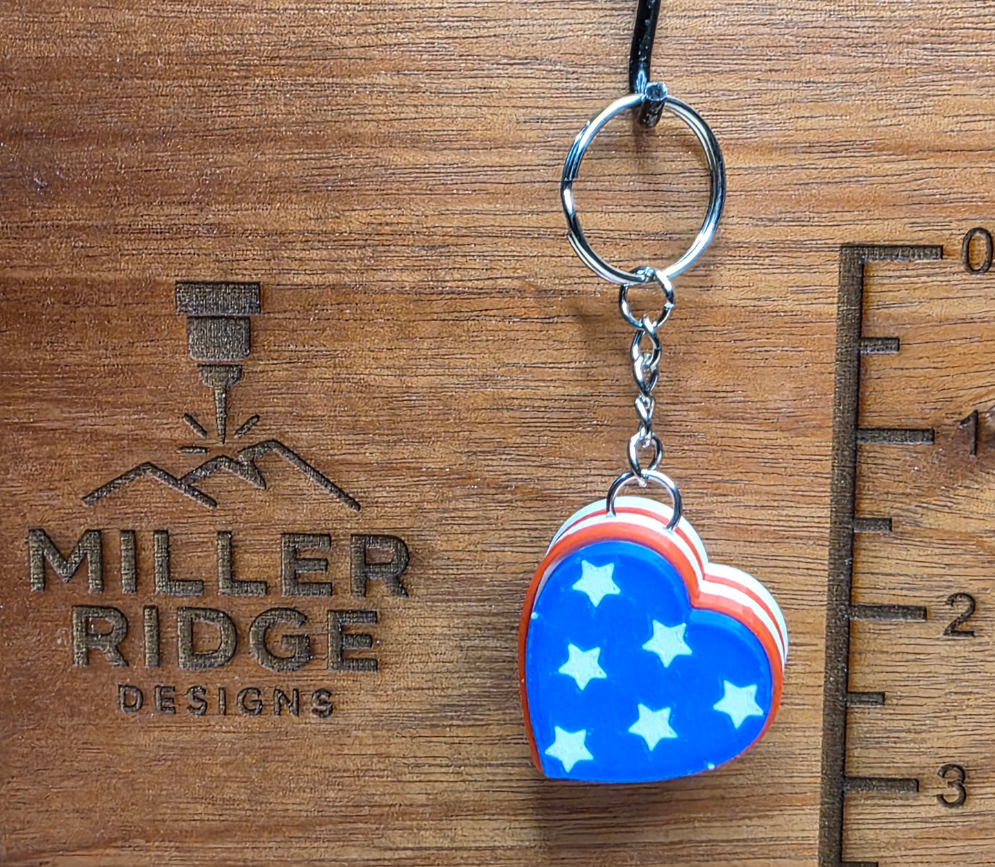 Stars and stripes heart clicker keychain